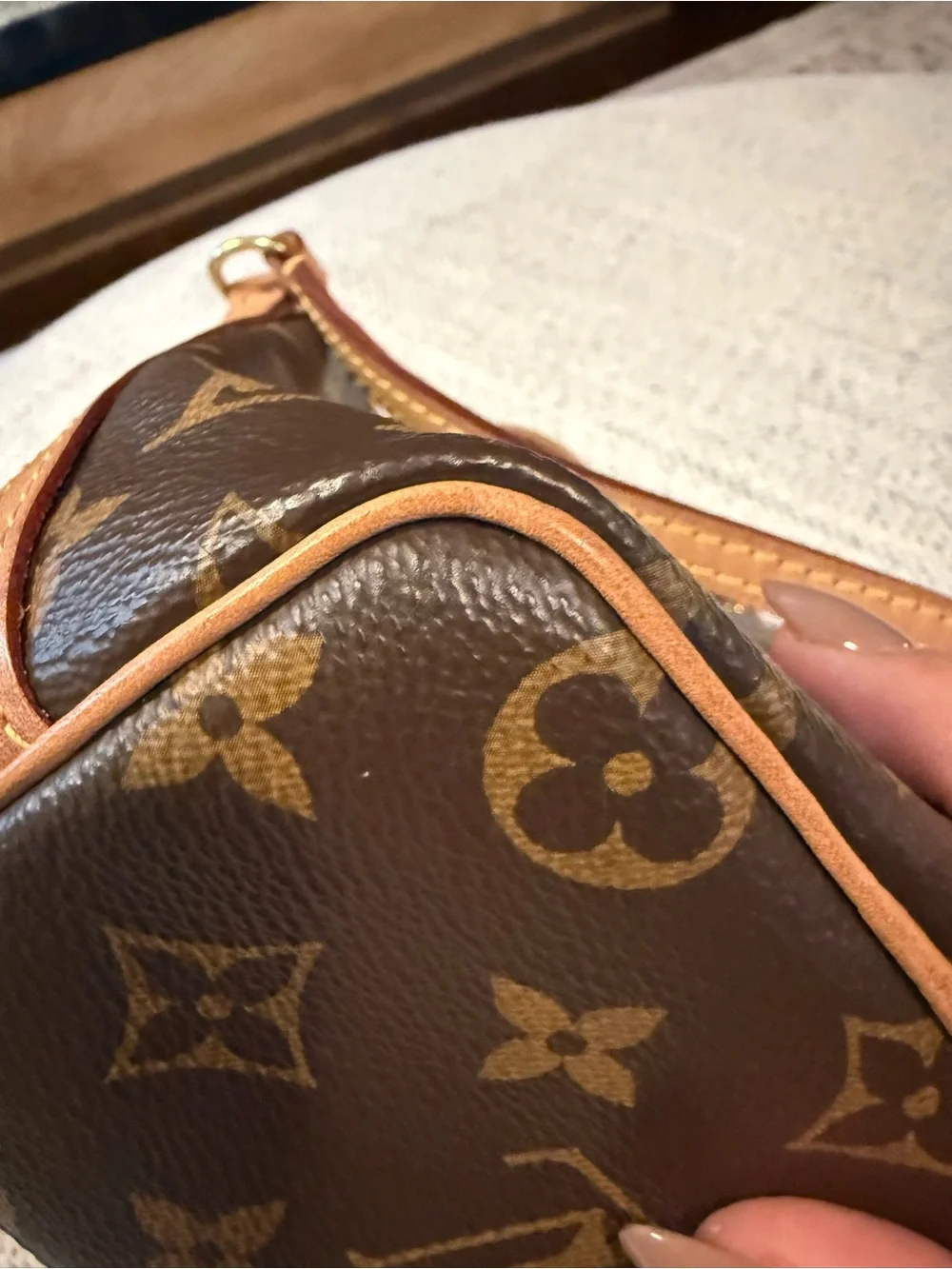 Authentic Louis Vuitton Monogram Nano Noe Crossbody in Brown and Tan